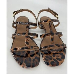 J Crew Factory‎ Sandal Shoes Womens 6 Brown Tortoise Strappy Animal Casual